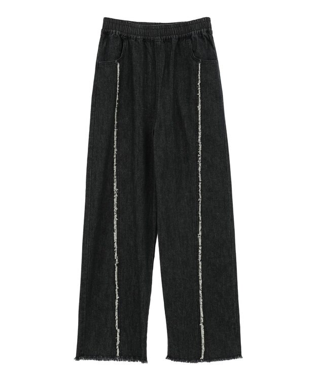Green Parks ・Double Flags デニムフリンジラインパンツ Black