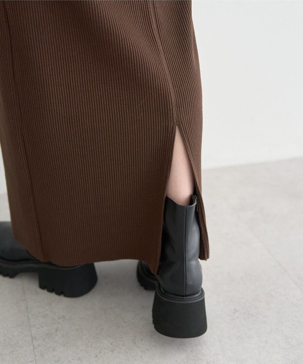 earth music&ecology セルフカットテレコナロースカート Brown