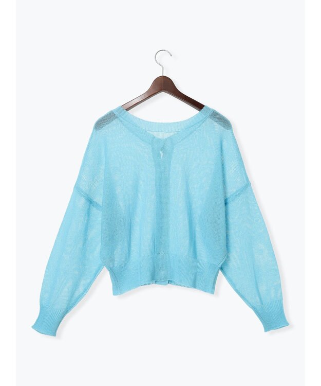 Te chichi 【WEB限定カラーあり】ペーパータッチヤーン2wayメッシュニット ブルー