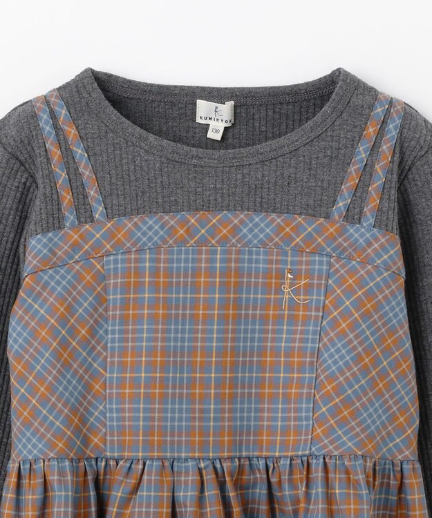 組曲 KIDS 【150-160㎝】ビスチェック トップス ブルー×オレンジ系