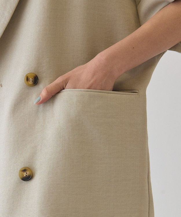 AMERICAN HOLIC 【先行予約】【イージーケア】リネンライク半袖ジャケット Gray Beige