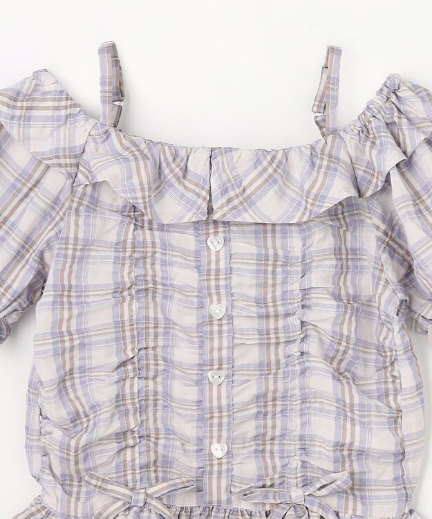 ANY KIDS 【洗濯機可能】2WAY チェックブラウス ブラウン