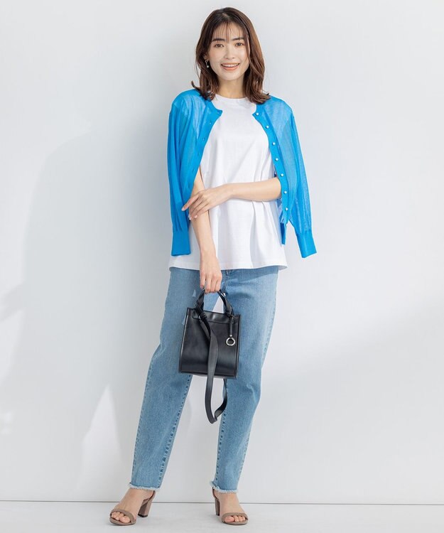 組曲 L 【洗える・2WAY】シアーニット カーディガン ブルー系