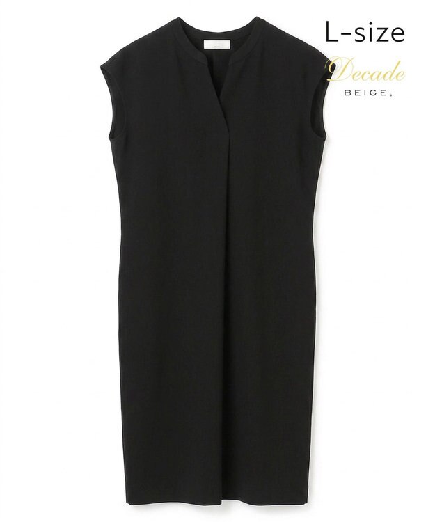 BEIGE， 【Lsize・セットアップ対応】CINDY / 配色ネック フレンチドレス Black x Black