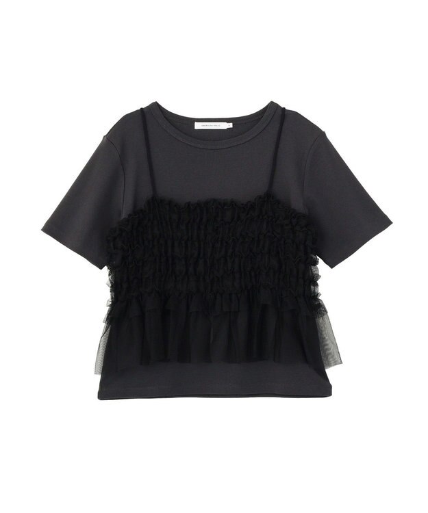 AMERICAN HOLIC 【2点セット】半袖Tシャツ＋チュールビスチェ Charcoal Gray