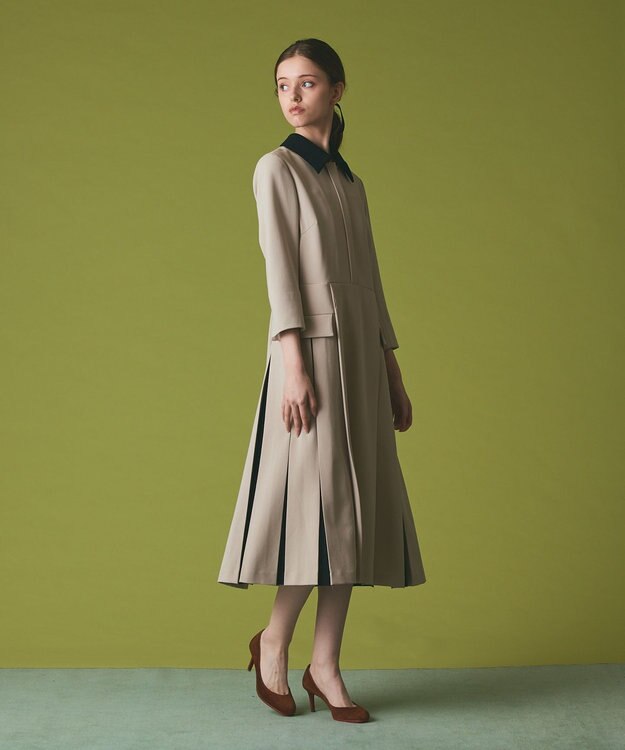 GRACE CONTINENTAL クレリックバイカラーワンピース ベージュ