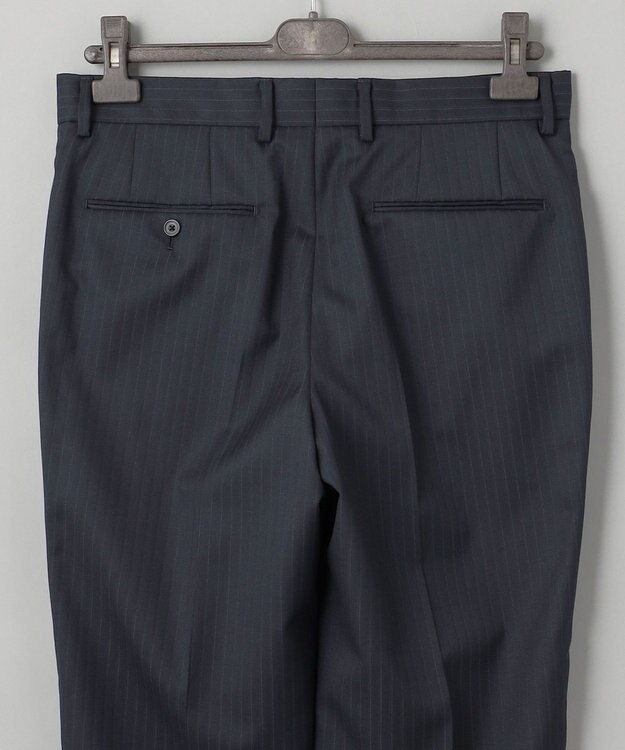 GOTAIRIKU シワになりにくい【御幸毛織/みゆきけおり】DRY SPINNER(ドライスピナー)スーツ（ダークグリーンストライプ） ダークグリーン系1