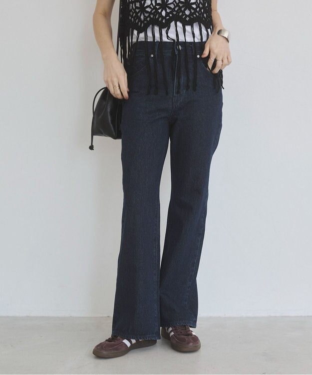 WEGO 【ANGIE VINTAGE/SMLサイズ展開】ブーツカットデニムパンツ ネイビー