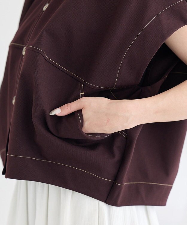 earth music&ecology コクーンフォルムシャツ Brown