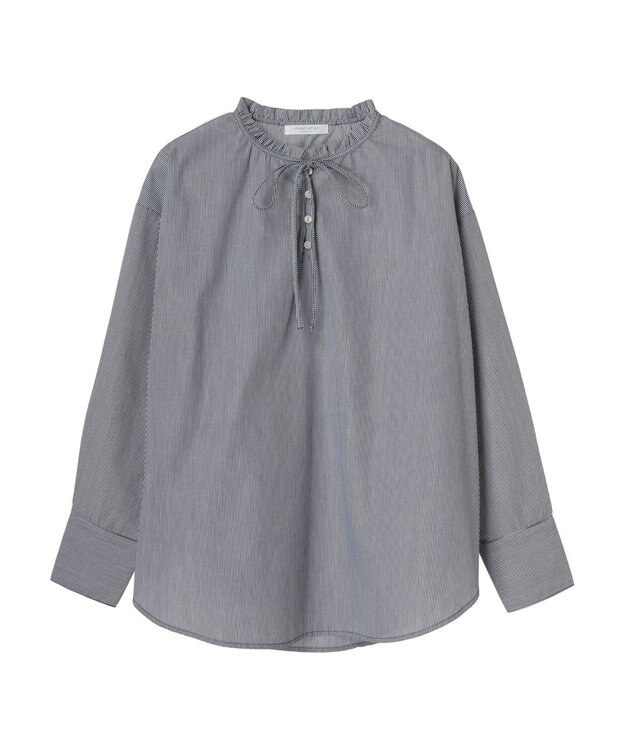 Green Parks スタンドフリルアソートブラウス Navy