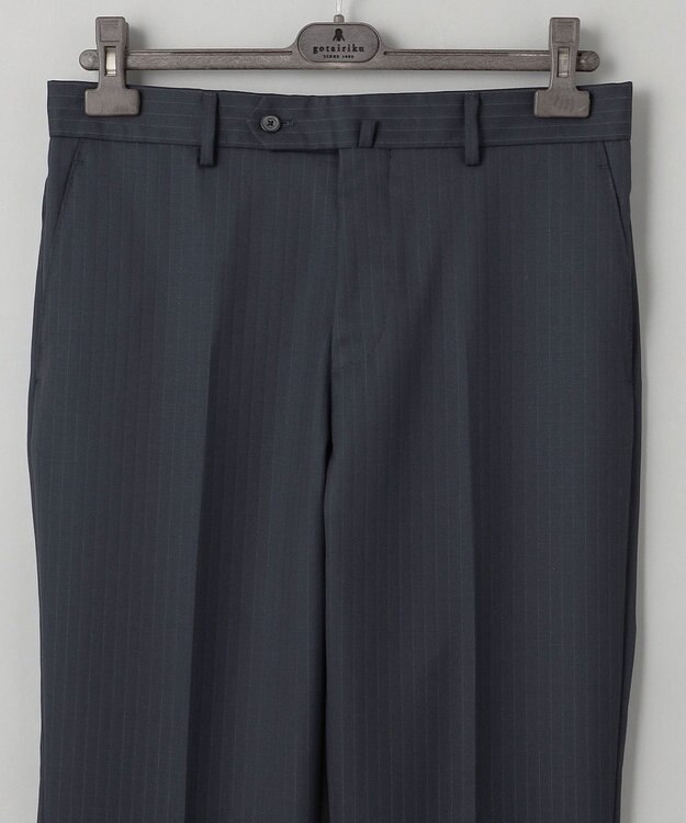 GOTAIRIKU シワになりにくい【御幸毛織/みゆきけおり】DRY SPINNER(ドライスピナー)スーツ（ダークグリーンストライプ） ダークグリーン系1