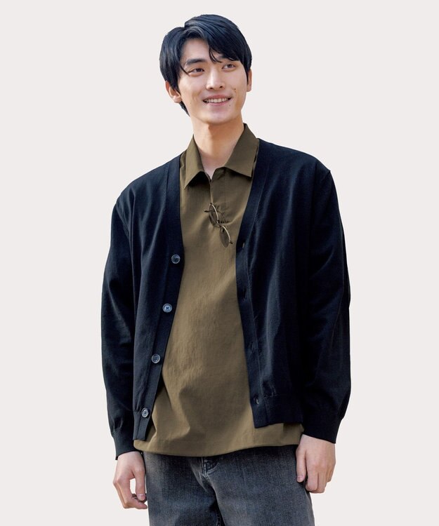 UNFILO MENS スゴ機能美 ニット カーディガン ブラック