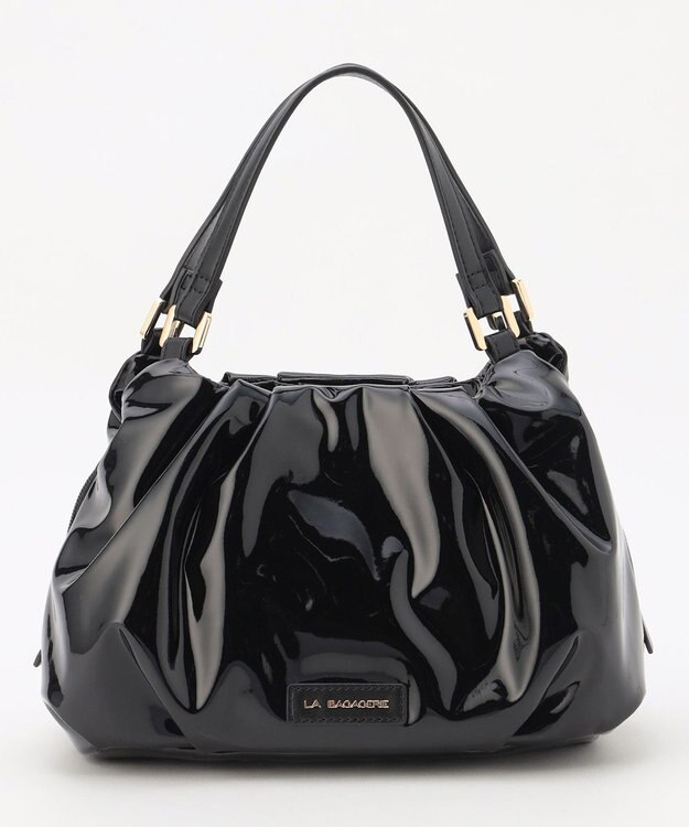 LA BAGAGERIE ソフトエナメル2WAYハンドバッグ Sサイズ ブラック
