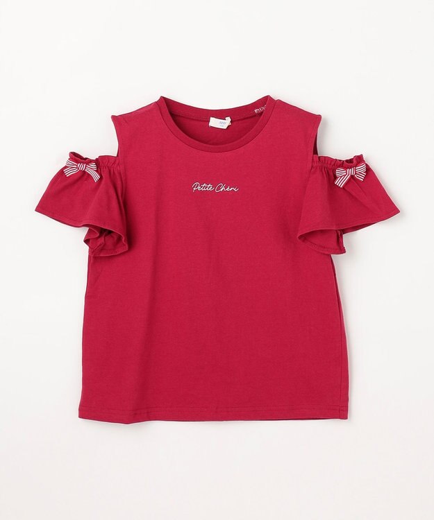 ANY KIDS 【綿100%】オンオフショルダー Tシャツ レッド