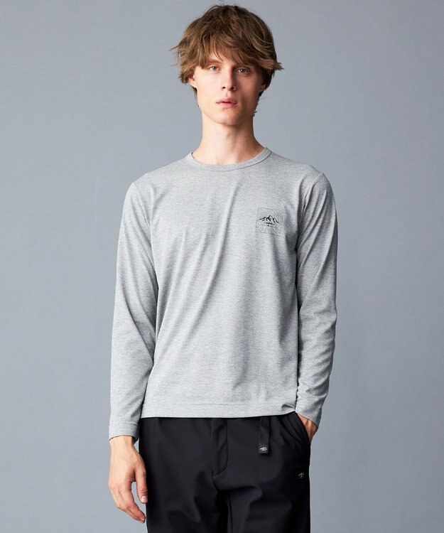 JOSEPH ABBOUD MOUNTAIN 【吸水速乾/消臭性】デオドライ天竺 ロングスリーブ Tシャツ ライトグレー系