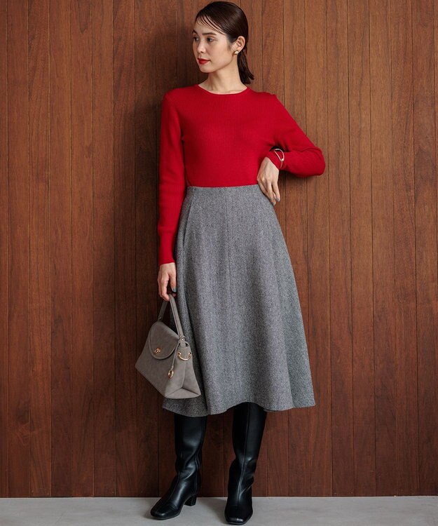 組曲 L 【WEB限定・2SET】オフショル風NEWツイン ニット チェリーレッド系