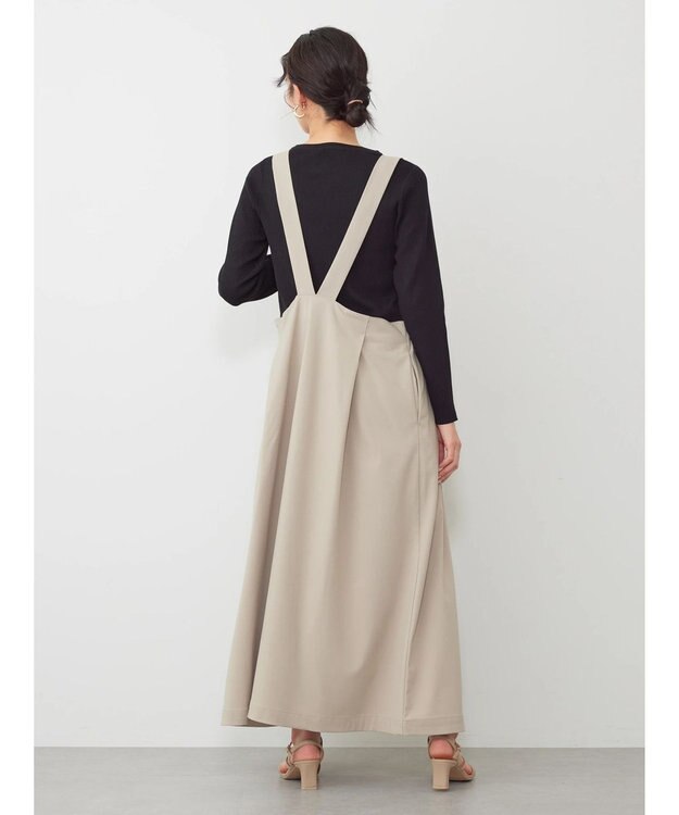 AMERICAN HOLIC 丈違いフロントタックジャンバースカート Gray Beige