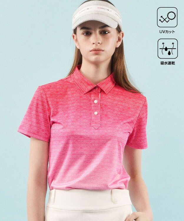 23区GOLF 【WOMEN】【UVケア/吸水速乾】グラデーションロゴ 半袖ポロシャツ ピンク系5