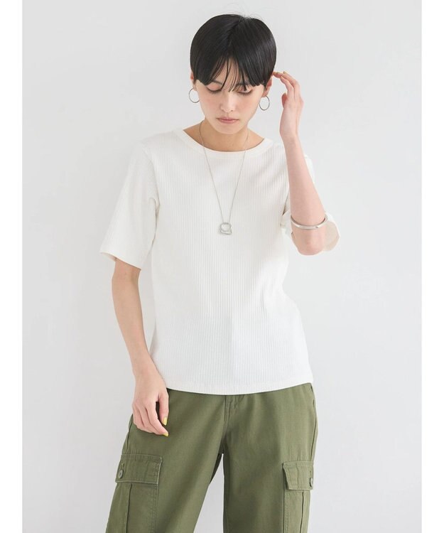 AMERICAN HOLIC 抗菌防臭針抜きテレコカットプルオーバー Off White