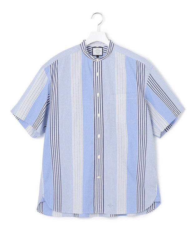 J.PRESS YORK STREET 【UNISEX】マルチストライプバンドカラー シャツ サックスブルー系7