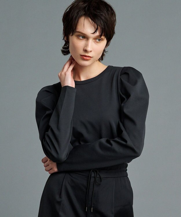 uncrave 【UVケア・接触冷感】ダブルフェイスジャージー ボリュームスリーブ カットソー(長袖)（uncrave STANDARD） スレート