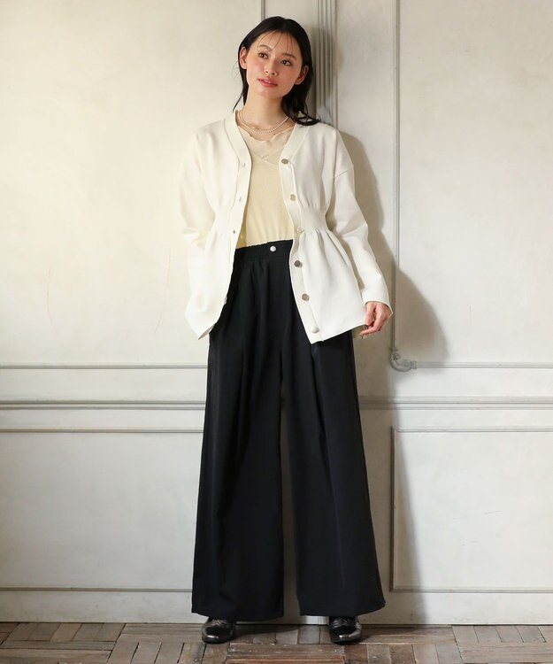 Green Parks ・ＡＮＤＳＥＡＲＣＨ　ペプラムニットカーディガン Off White