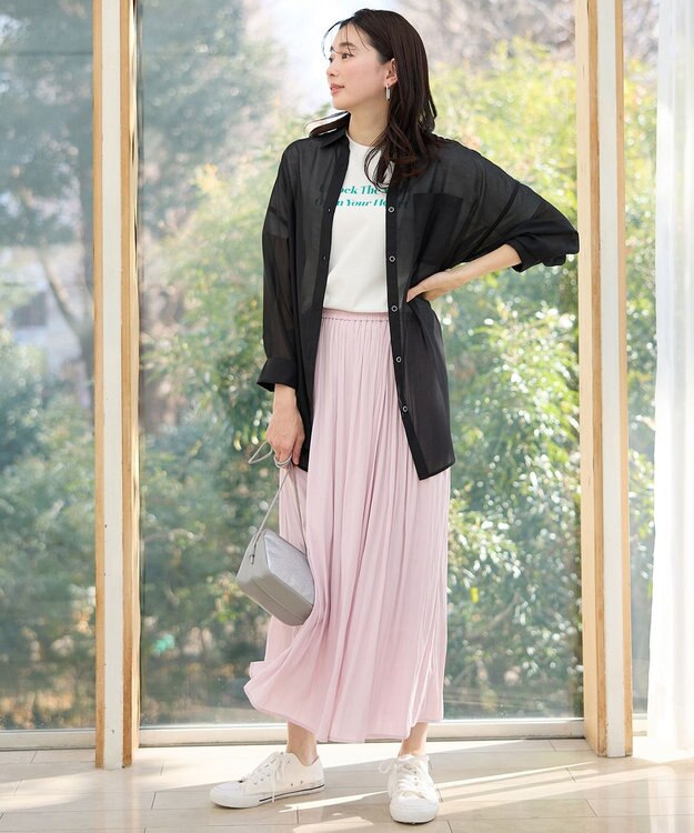 ANY シアーストライプシャツ ブラック