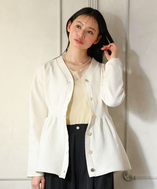 Green Parks ・ＡＮＤＳＥＡＲＣＨ　ペプラムニットカーディガン Off White