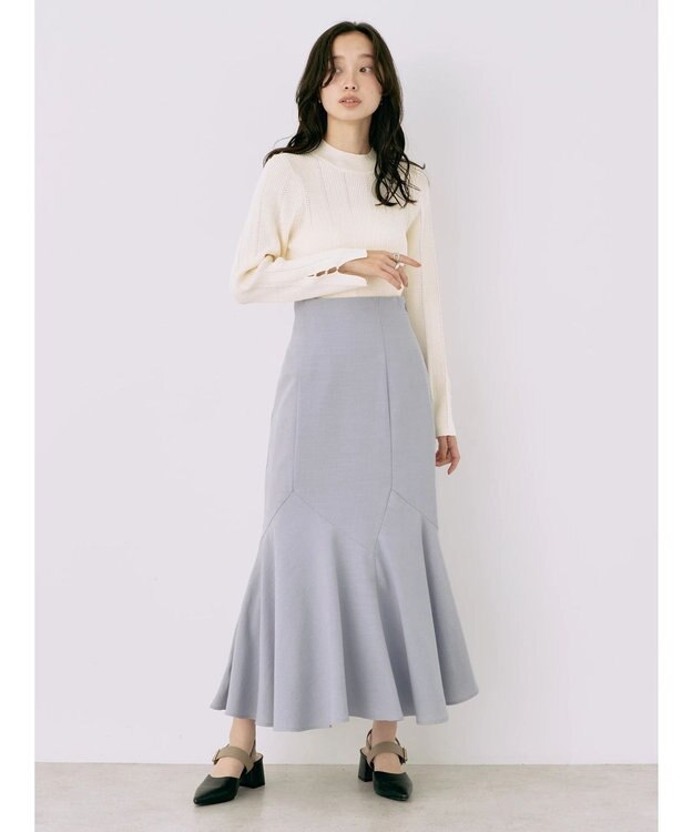 earth music&ecology 袖パールハイネックリブプルオーバー Off White