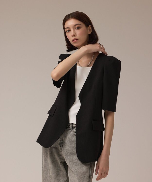 GRACE CONTINENTAL パフスリーブジャケット ブラック