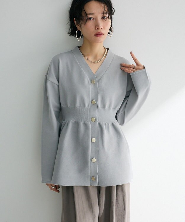 Green Parks ・ＡＮＤＳＥＡＲＣＨ　ペプラムニットカーディガン Light Gray