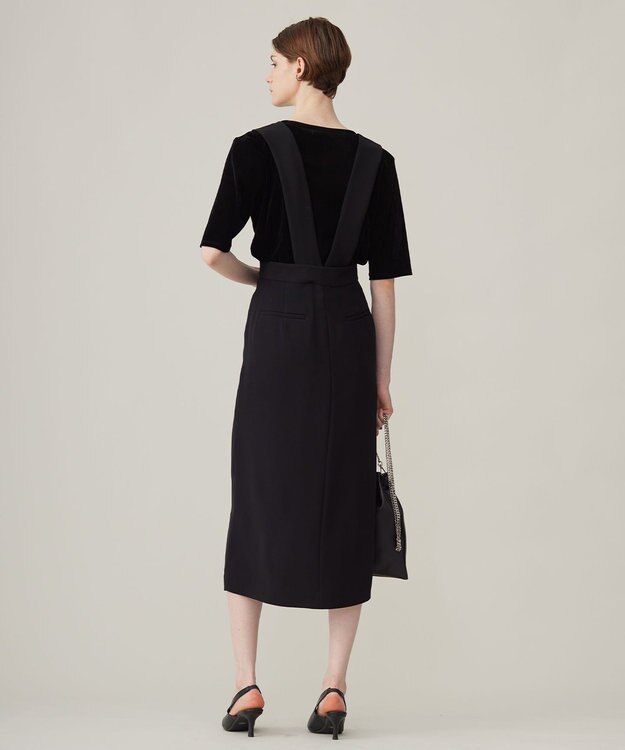 ICB 【洗える】ライトダブルクロス ジャンパースカート ブラック系