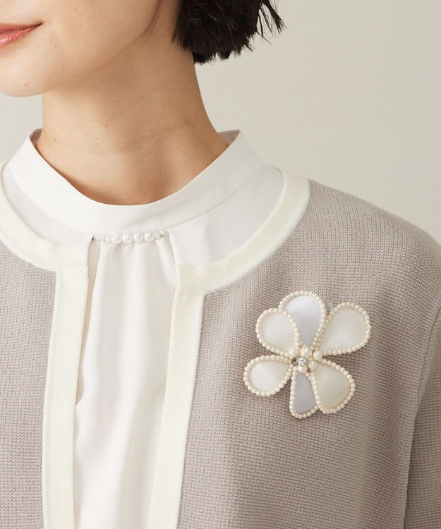 J.PRESS LADIES パール トリミング コサージュ アイボリー系