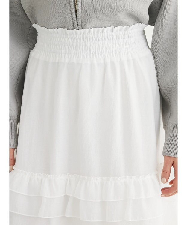 Green Parks ・ＥＬＥＮＣＡＲＥ　ＤＵＥ　シアーフリルティアードスカート Off White