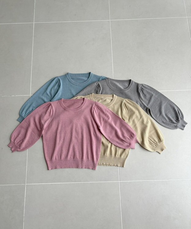 Feroux 【洗える】ラメ プルオーバーニット ピンク系