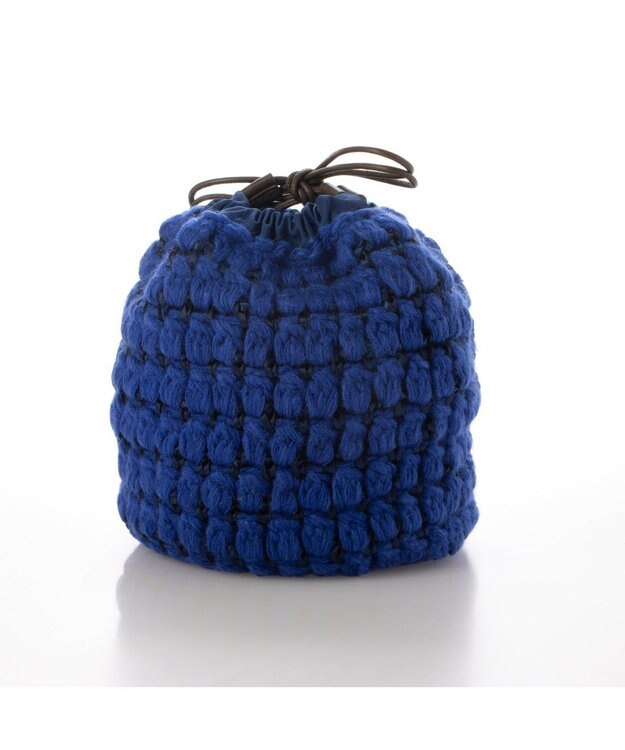 UNBILLION カシュカシュ cachecache / サテンリボン編み込み巾着ショルダー ブルー