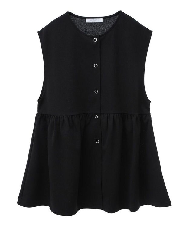 Green Parks カットジョーゼットペプラムベスト Black