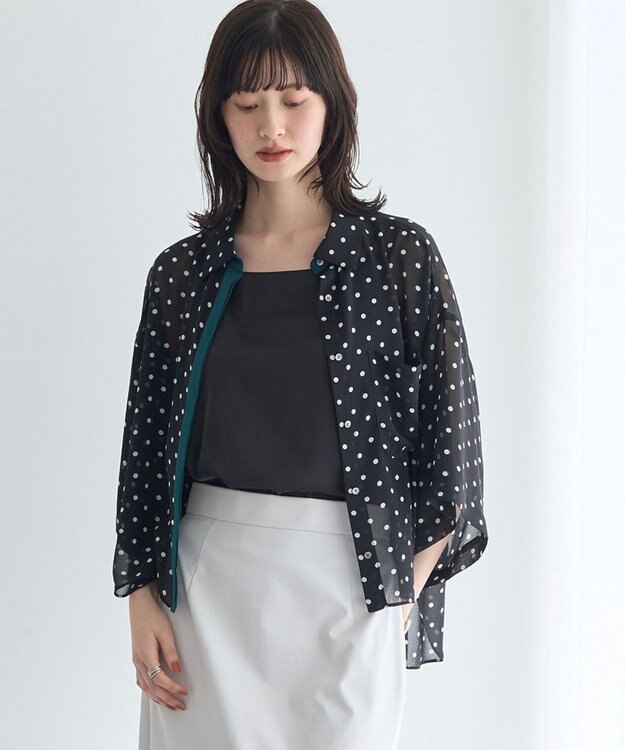YECCA VECCA 【2点SET】キャミ付きシアードットシャツ Black