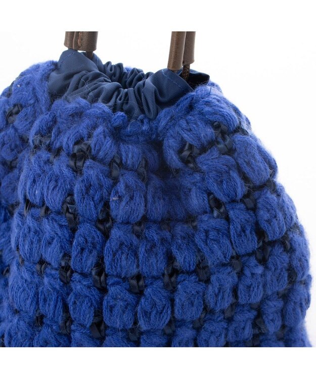 UNBILLION カシュカシュ cachecache / サテンリボン編み込み巾着ショルダー ブルー