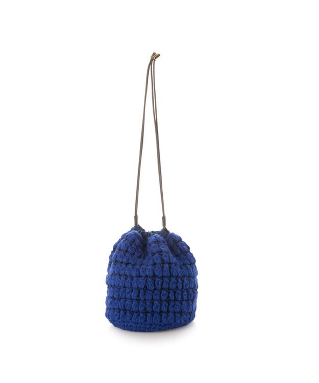 UNBILLION カシュカシュ cachecache / サテンリボン編み込み巾着ショルダー ブルー