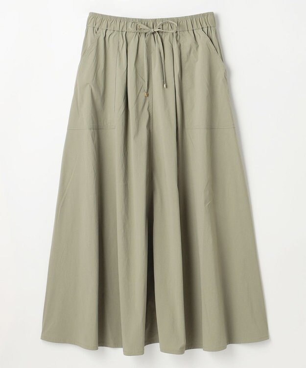 ANY 【ウエストゴム】ナイロンベイカーフレアスカート カーキ