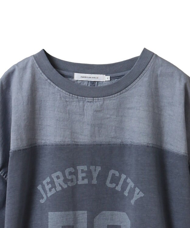 AMERICAN HOLIC ピグメント加工フットボールＴシャツ Navy