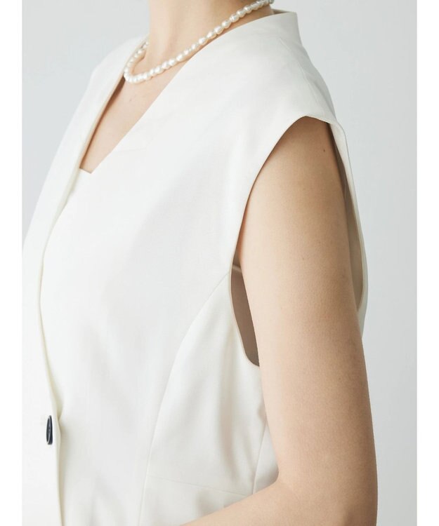 Green Parks AnriettMusee ネック切替デザインベスト Off White
