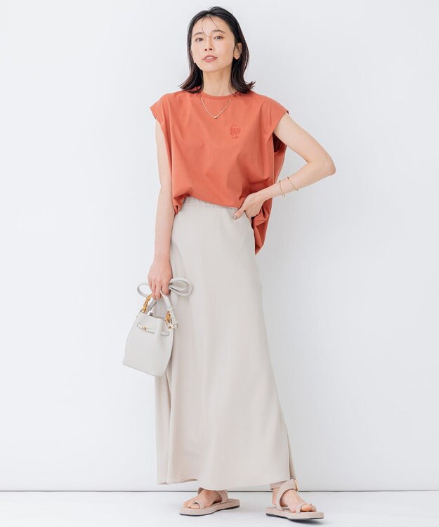 23区 S 【洗える】ポイントロゴ Tシャツ キャメル系