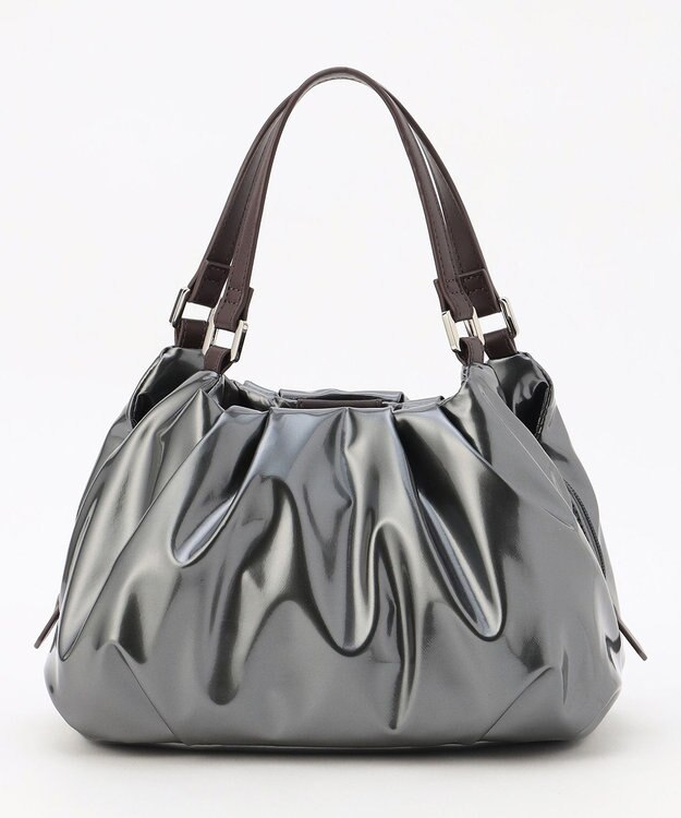 LA BAGAGERIE ソフトエナメル2WAYハンドバッグ Sサイズ ガンメタリック