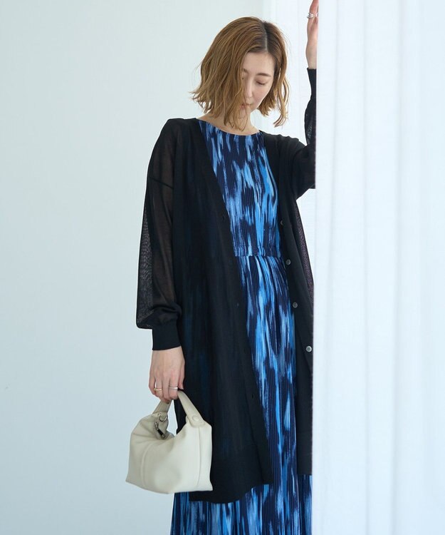 YECCA VECCA シアーニットロング丈カーディガン Black
