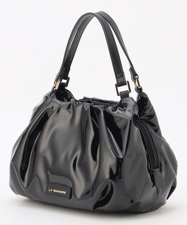 LA BAGAGERIE ソフトエナメル2WAYハンドバッグ Sサイズ ブラック