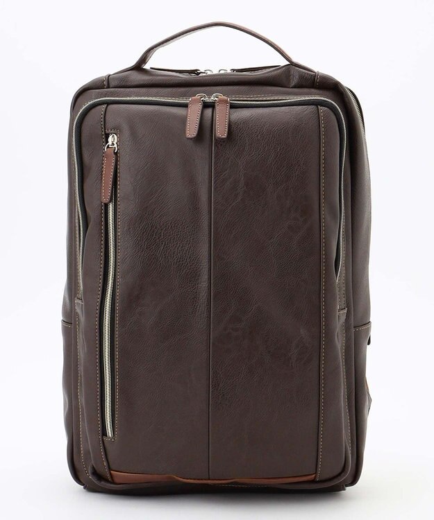 UNBILLION Otias アンティーク仕上げタイプ合皮スクエアバックパック ダークブラウン