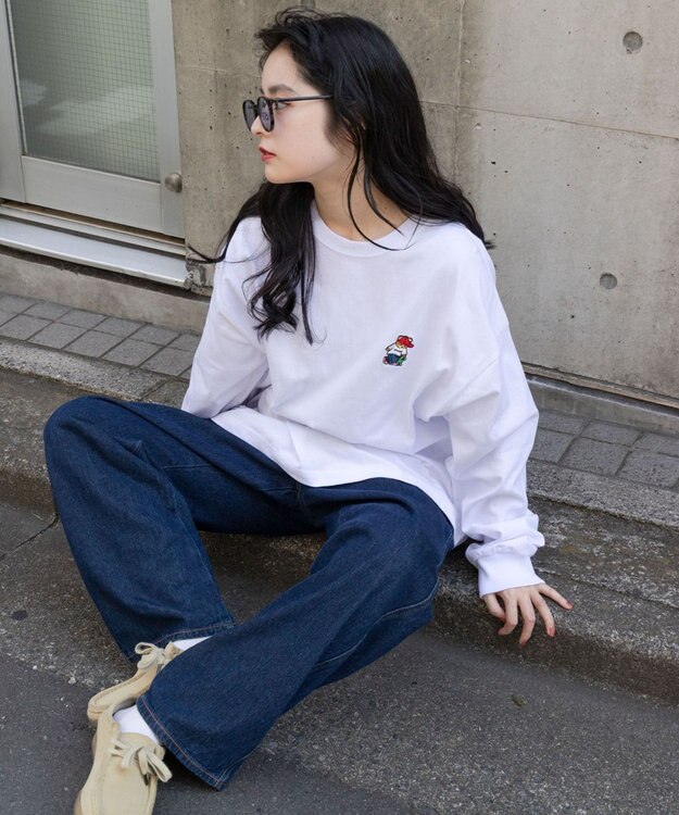 WEGO 【ユニセックス着用ITEM/MLサイズ展開】別注VISIONベアワンポイントT（LS） ホワイト