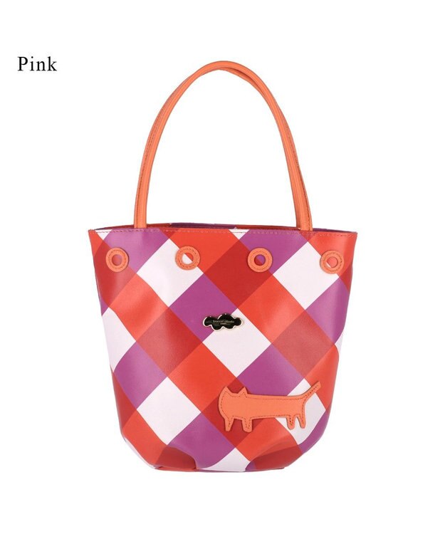 tsumori chisato CARRY くもネコチェック ハンドバッグ ミニバッグ ピンク